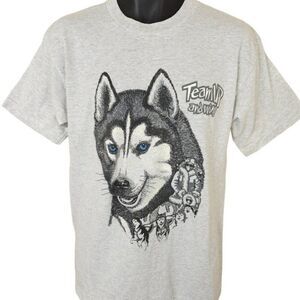 Dog Sled Racing T Shirt Mens Size Medium Vintage 90s Iditarod Made In USA